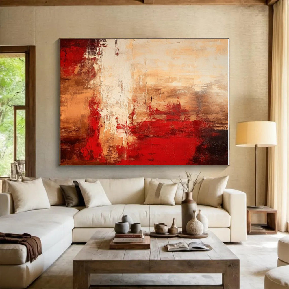 Warm Brown - Red Charm - Mainly Brown - Red and Off - White - Abstract Expressionism PS0774