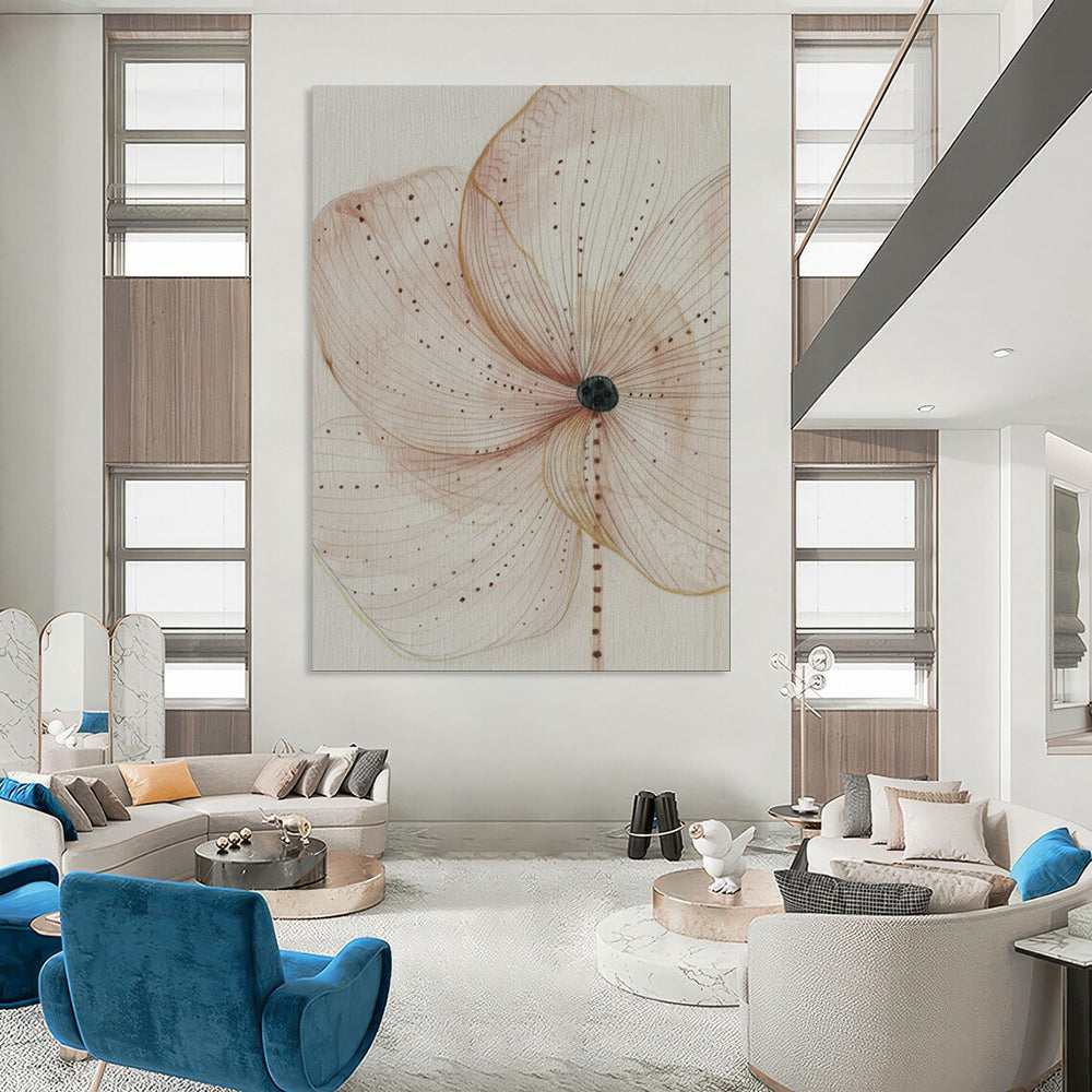 “Delicate Flower Sketch” - Botanical Sketch Painting On Canvas PT1926