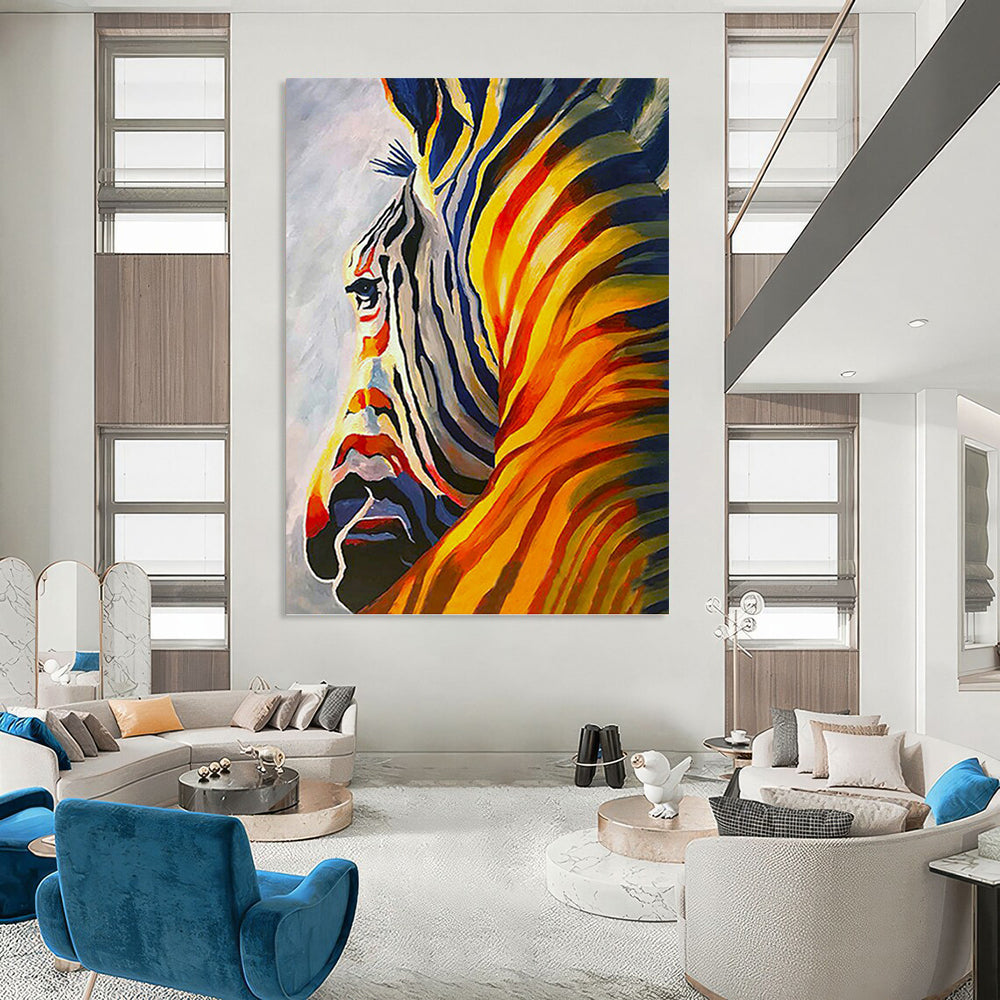 “Colorful Zebra Abstract” - Expressionist - Inspired Animal Painting On Canvas PT1428
