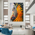 “Colorful Zebra Abstract” - Expressionist - Inspired Animal Painting On Canvas PT1428