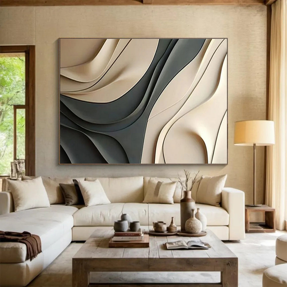 “3D Curved Abstract” - Sculptural Abstract Art On Canvas DKS523