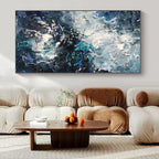 Blue, White, Gray with Dynamic Textures "Crashing Waves" Abstract Painting On Canvas PS1351