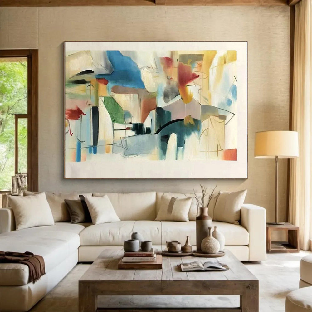 “Colorful Abstract Sketch” - Multicolor, White Abstract Sketch - like Painting PS0609