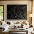 Black Textured Abstract Waves Painting On Canvas PS0833