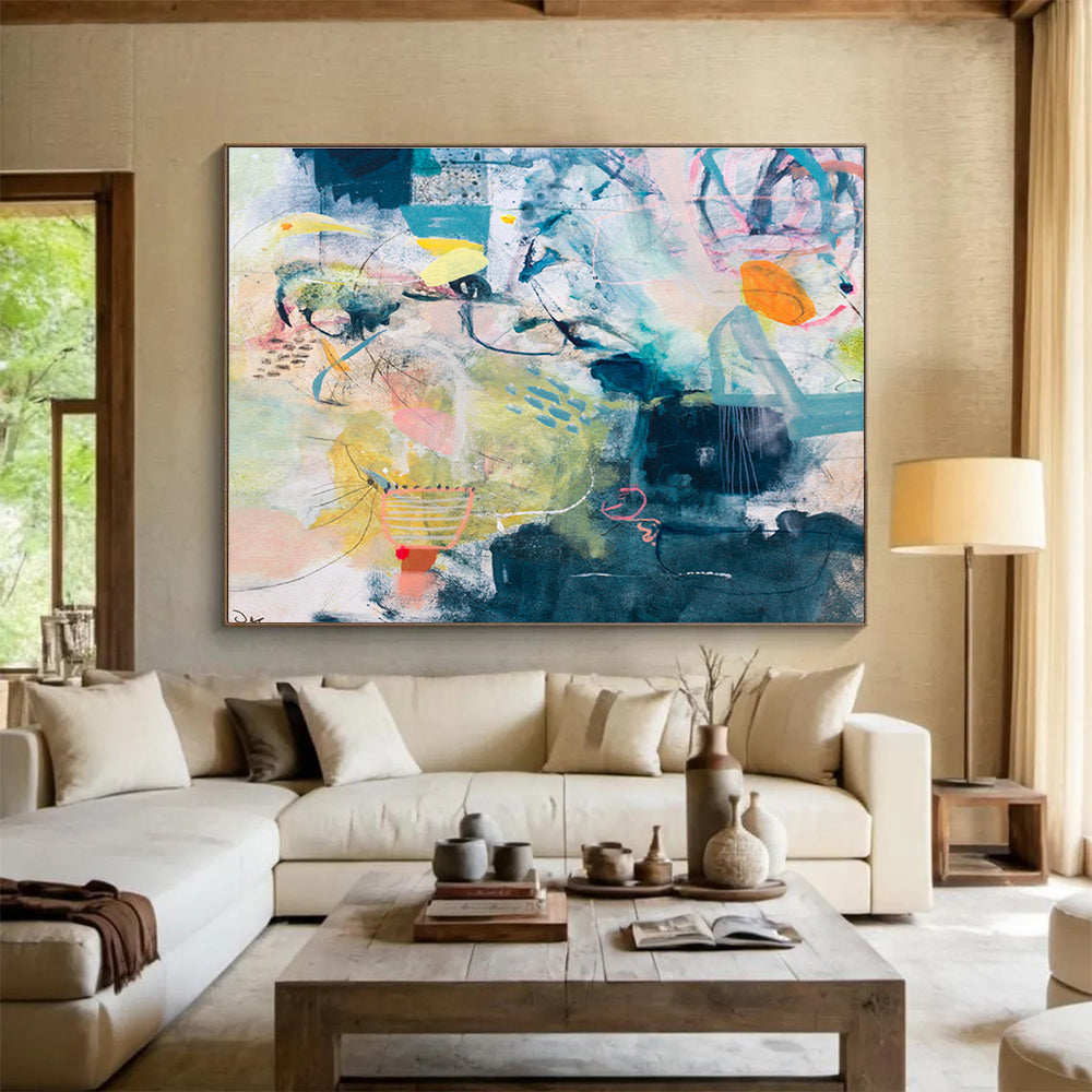 Colorful Abstract with Various Elements Painting On Canvas DKS076