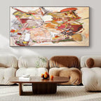 Colorful, Collaged - like Forms with Mixed Textures "Bohemian Tapestry" Abstract Painting On Canvas PS1171