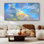 Blue, Gray, Yellow, Purple with Blended Textures "Skyward Whisper" Abstract Painting On Canvas PS1387
