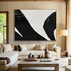 Black and White Abstract Swans Minimalist Animal Painting On Canvas DKS138