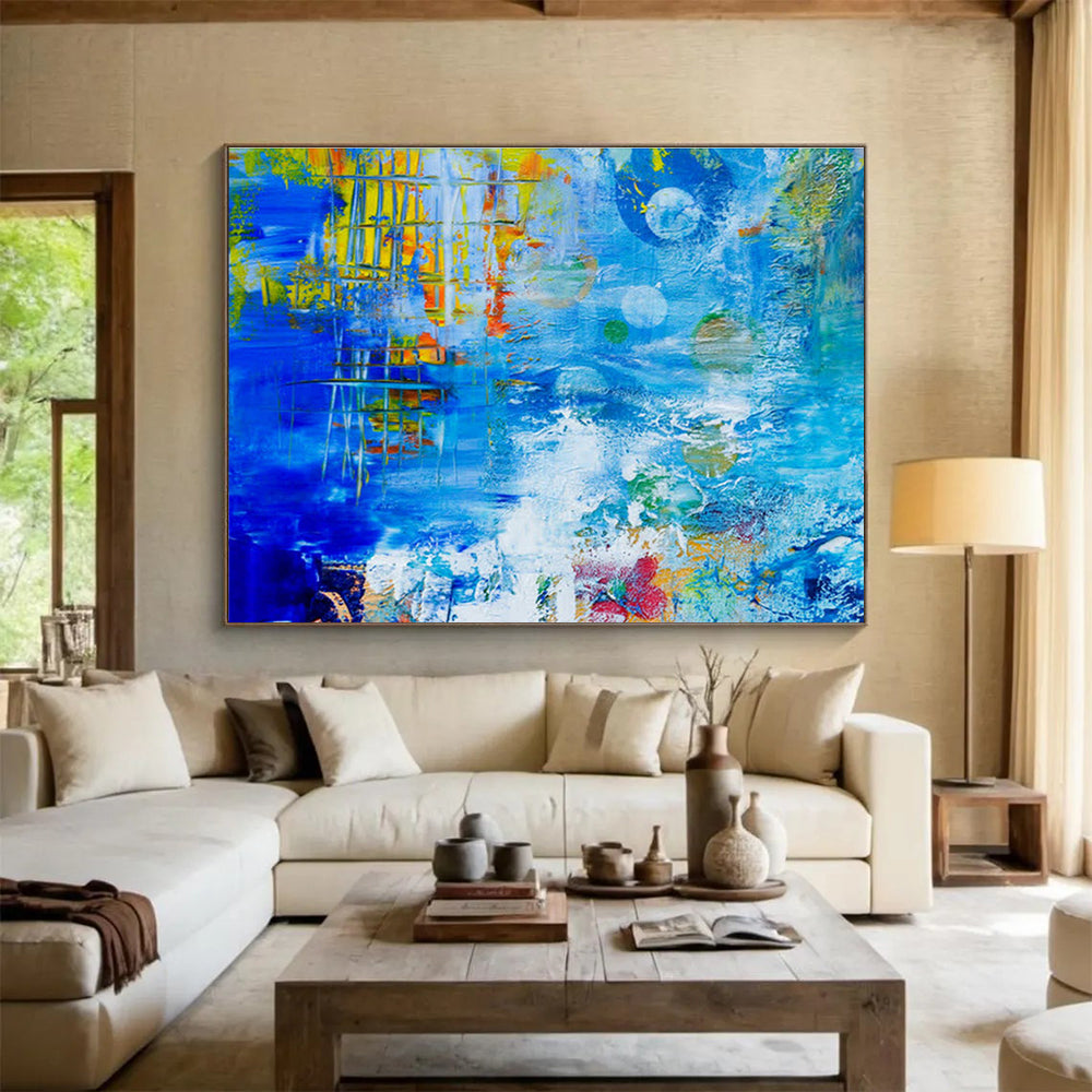 “Blue Abstract Energy” - Bold Abstract Painting On Canvas DKS439