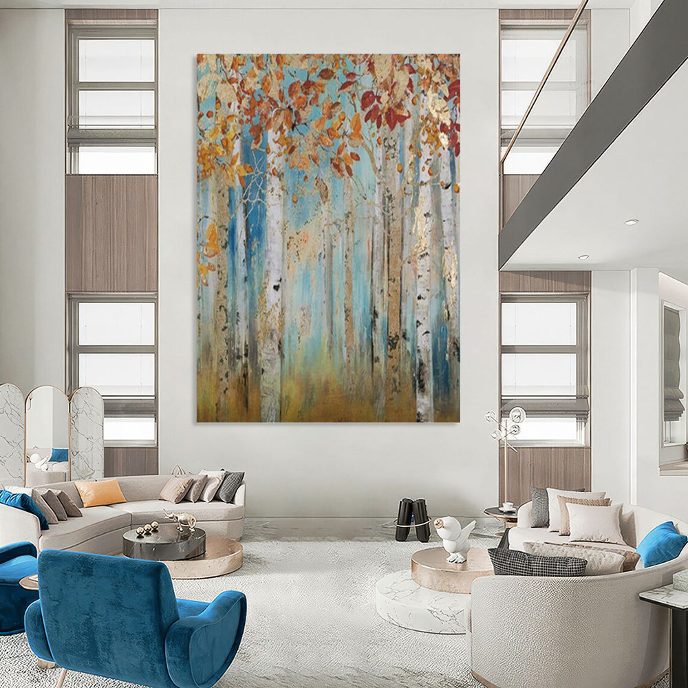 “Golden Autumn Birch Forest” - Impressionist - Inspired Landscape Painting On Canvas PT1437