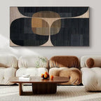 “Black - Brown - Beige Geometric” - Modern Abstract Painting On Canvas PS0162