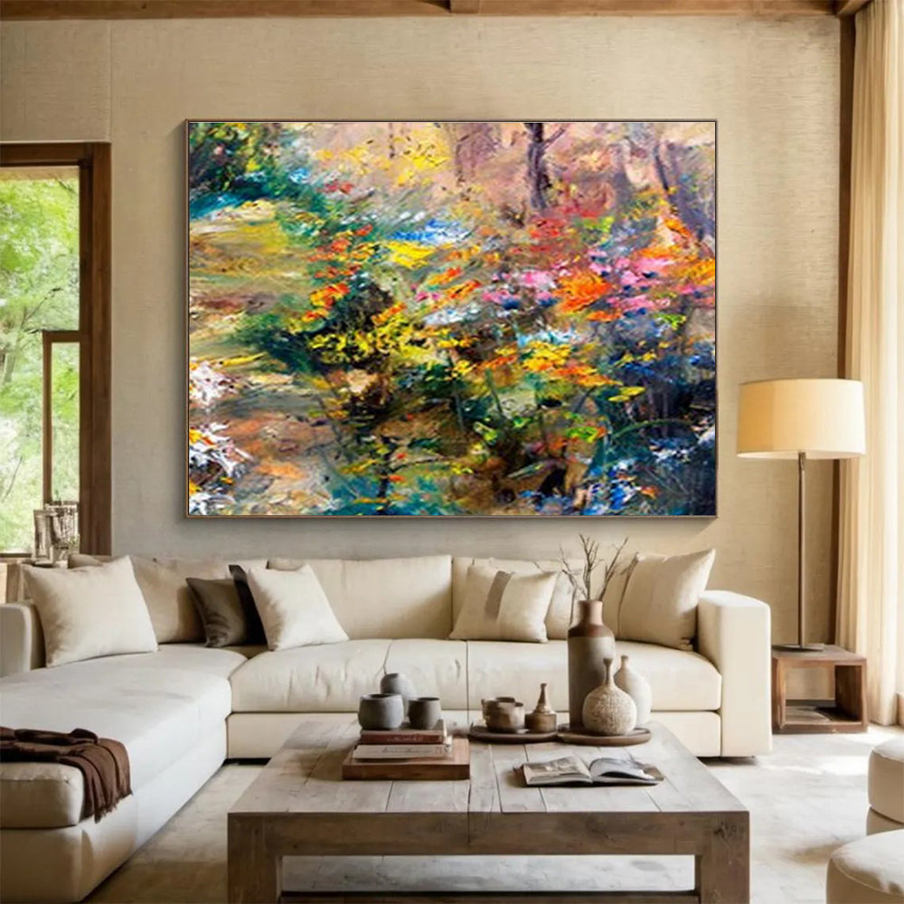 Colorful Garden Impasto - Post - Impressionistic Floral Painting On Canvas DKS364