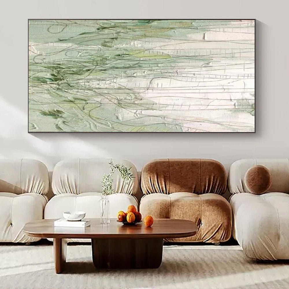 “Green - White Abstract Foliage” - Nature Abstract Painting On Canvas PS0206