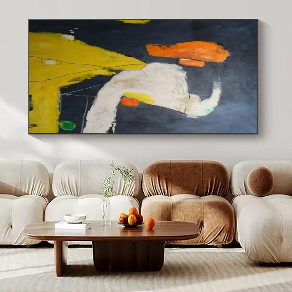 Dark Background, Bright Shapes "Night Playground" Abstract Painting On Canvas PS1412