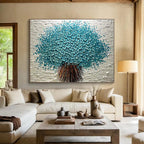 “3D Blue Blossom Tree” - Sculptural Floral Painting On Canvas PT213