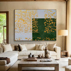 “Yellow - Green Geometric Intrigue” Painting On Canvas DKS307
