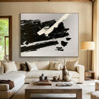 “Black - White Bold Strokes” Abstract Painting On Canvas DKS284