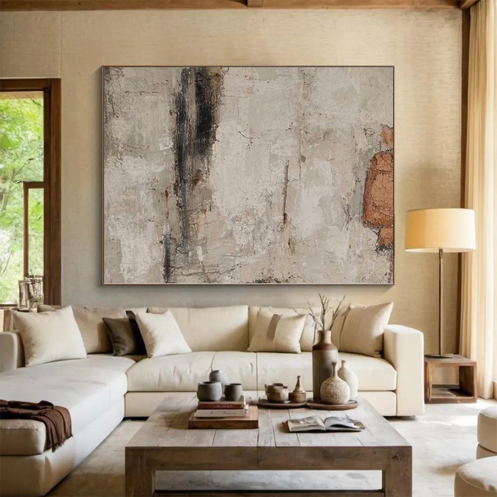 “Textured Neutral Abstract” - Earthy Abstract Painting On Canvas PS0101