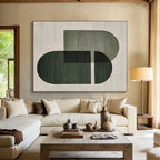 “Green Geometric Shapes” - Green, Gray Abstract Geometric Painting On Canvas PS0674