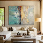 “Colorful Sky Reflection” - Blue, Orange, Gold Abstract Landscape Painting On Canvas PS0388