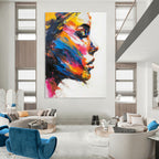 “Colorful Abstract Female Profile” - Expressionist Portrait Painting On Canvas PT2243