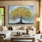 “Rainbow - Leafed Tree of Life” - Textured - Impasto Painting On Canvas PT1537