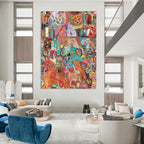 “Colorful Abstract Collage” - Vivid Mixed - Media Abstract Painting On Canvas DS291