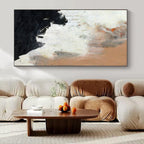 Black, White, Orange and Beige with Dynamic Textures "Fiery Dawn" Abstract Painting On Canvas PS1153