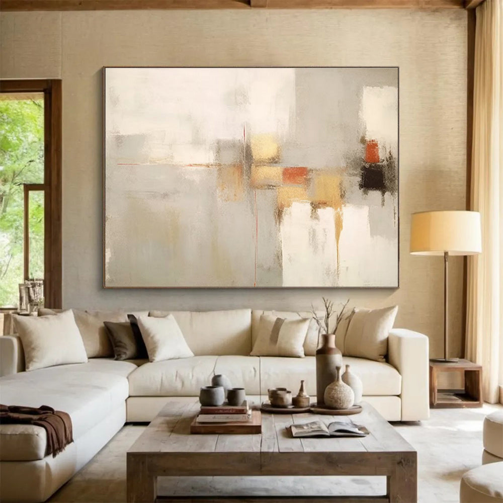 Soft Gray Abstract with Subtle Accents - Minimalist Painting On Canvas DKS348