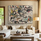 Colorful Chaotic Abstract Doodles Modern Abstract Painting On Canvas DKS144