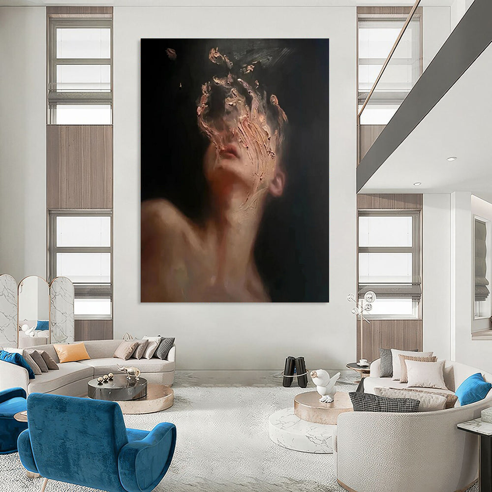 “Fragmented Face Portrait” - Expressive Figurative Painting On Canvas DS315