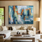 “Teal - Orange Urban Abstraction” Abstract Painting On Canvas DKS295