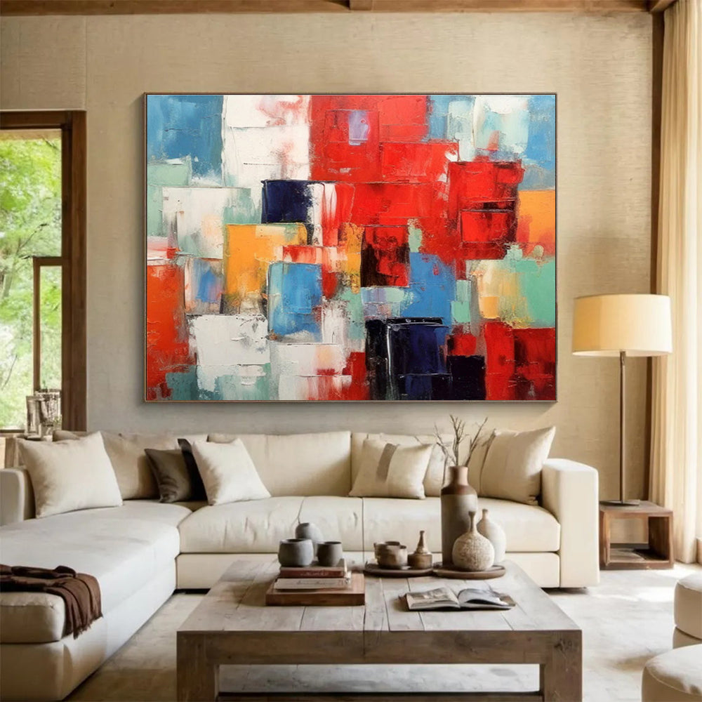 “Colorful Cube Cluster” Abstract Painting On Canvas DKS277