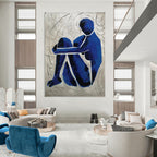 “Blue Figure in Grass” - Textured Acrylic Painting On Canvas PT2166