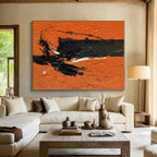 “Orange - Black Gestural” - Orange, Black Abstract Expressionist Painting PS0604