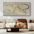 Gray with Intertwined Gold Lines "Golden Entanglement" Opulent Abstract Painting On Canvas PS1098