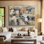 “Colorful Abstract Impasto Landscape” - Dynamic Textured Painting On Canvas PT012