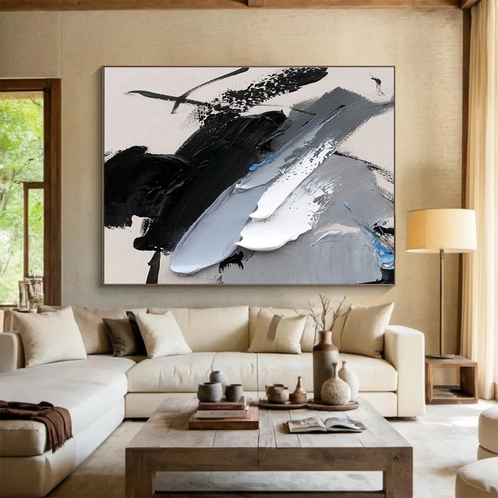 “Black - Grey Abstract Boldness” Painting On Canvas DKS310