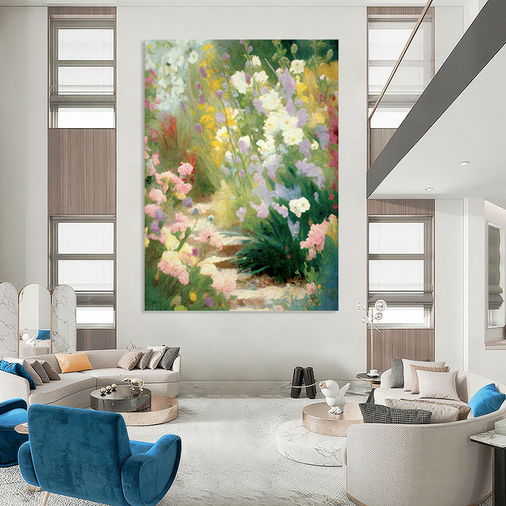 “Colorful Flower Garden” - Impressionist Landscape Painting On Canvas PT1356
