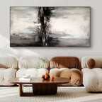 Gray and Black Reflective Abstract, "Misty Lagoon" – Abstract Landscape Painting On Canvas PS0922