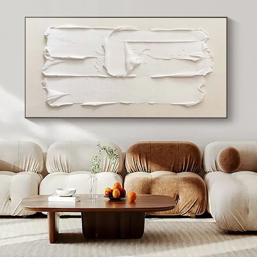 “White Textured Minimalist” - 3D Abstract Painting On Canvas PS0145