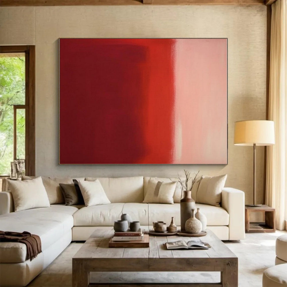 “Crimson Gradient Field” - Red - Toned Gradient Abstract Color - Field Painting On Canvas PS0744