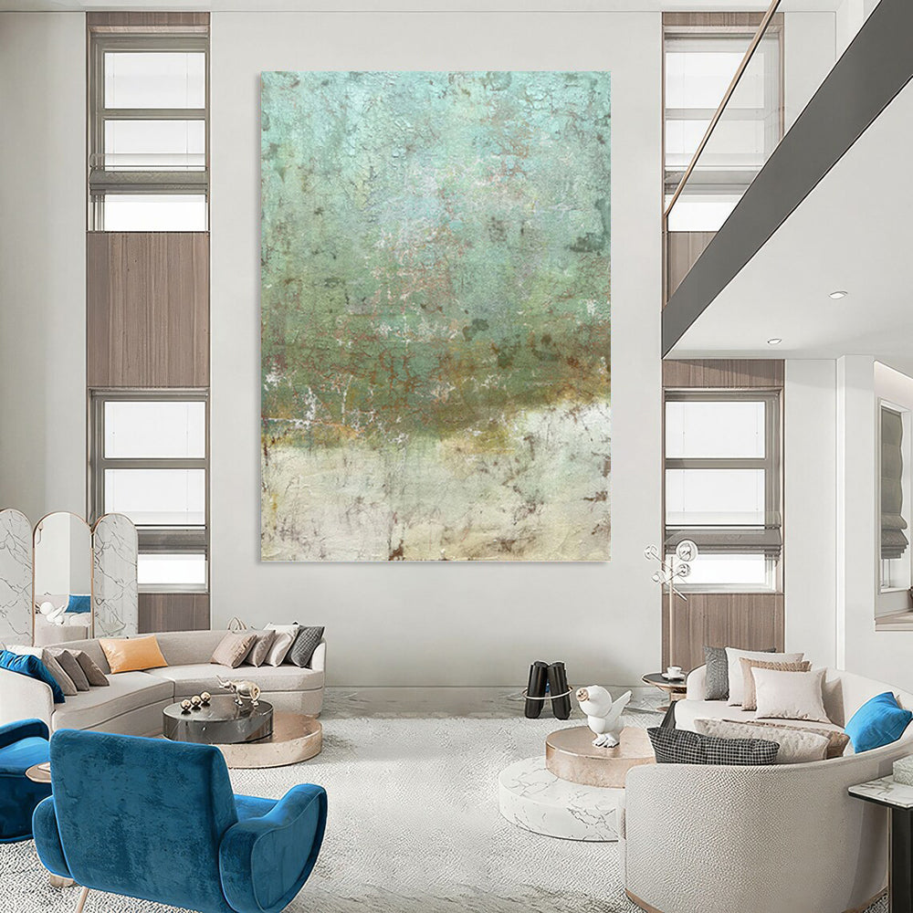 “Textured Green and Brown Abstract” - Abstract, Earthy - Toned Painting On Canvas PT1512
