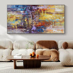 Golden - Purple Abstract City, "Metallic Mosaic" – Abstract Urban Painting On Canvas PS0924