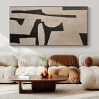 Black and White Geometric, "Monochrome Geometry" – Abstract Geometric Painting On Canvas PS0945