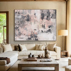 “Muted Pink - Gray Abstract Fusion” - Subtle Abstract Painting On Canvas PS0051