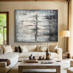 “Grey - Blue Abstract Muted Scene” - Serene Abstract Painting On Canvas PS0296