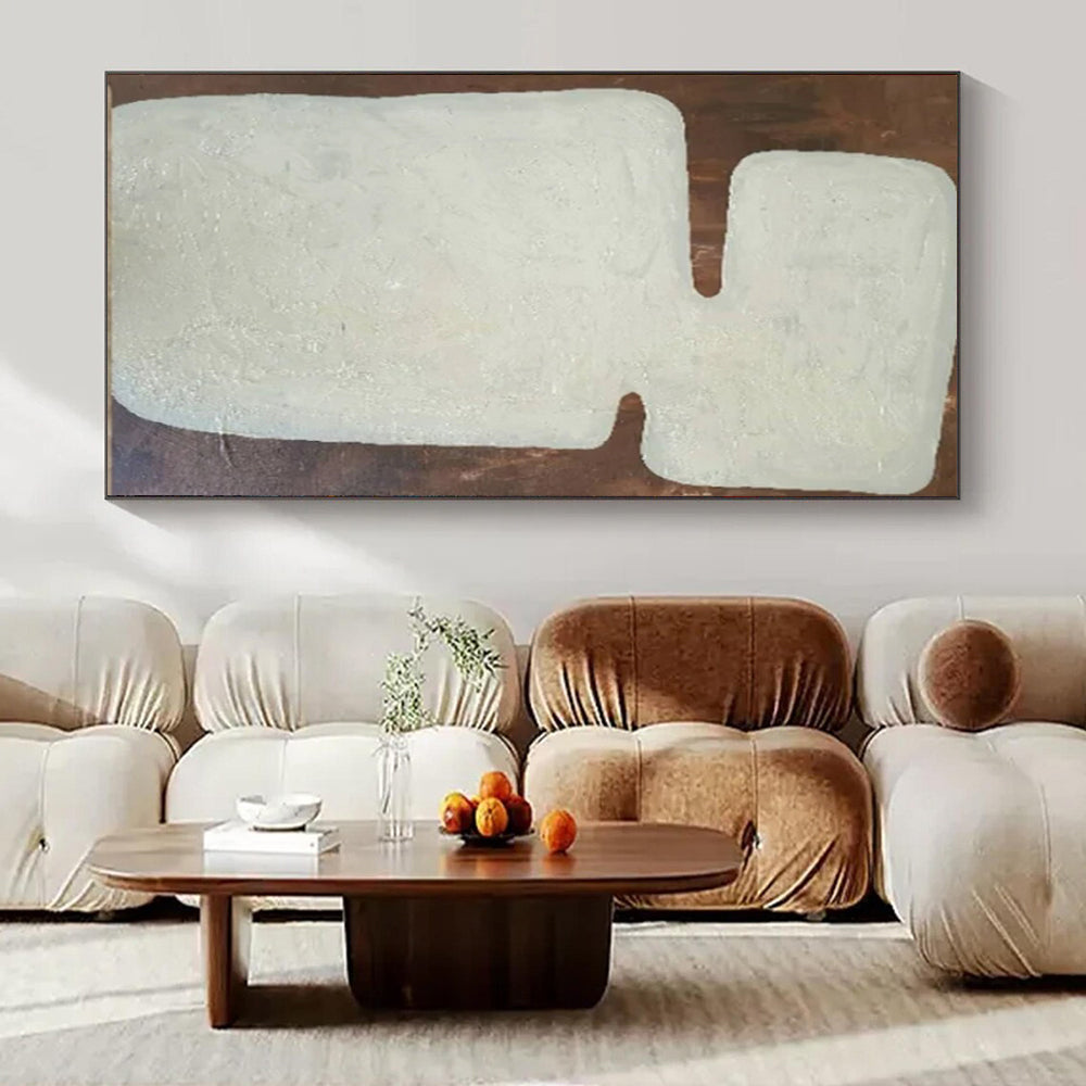 Off - White and Brown, "Rustic Charm" – Textured Abstract Painting On Canvas PS1000