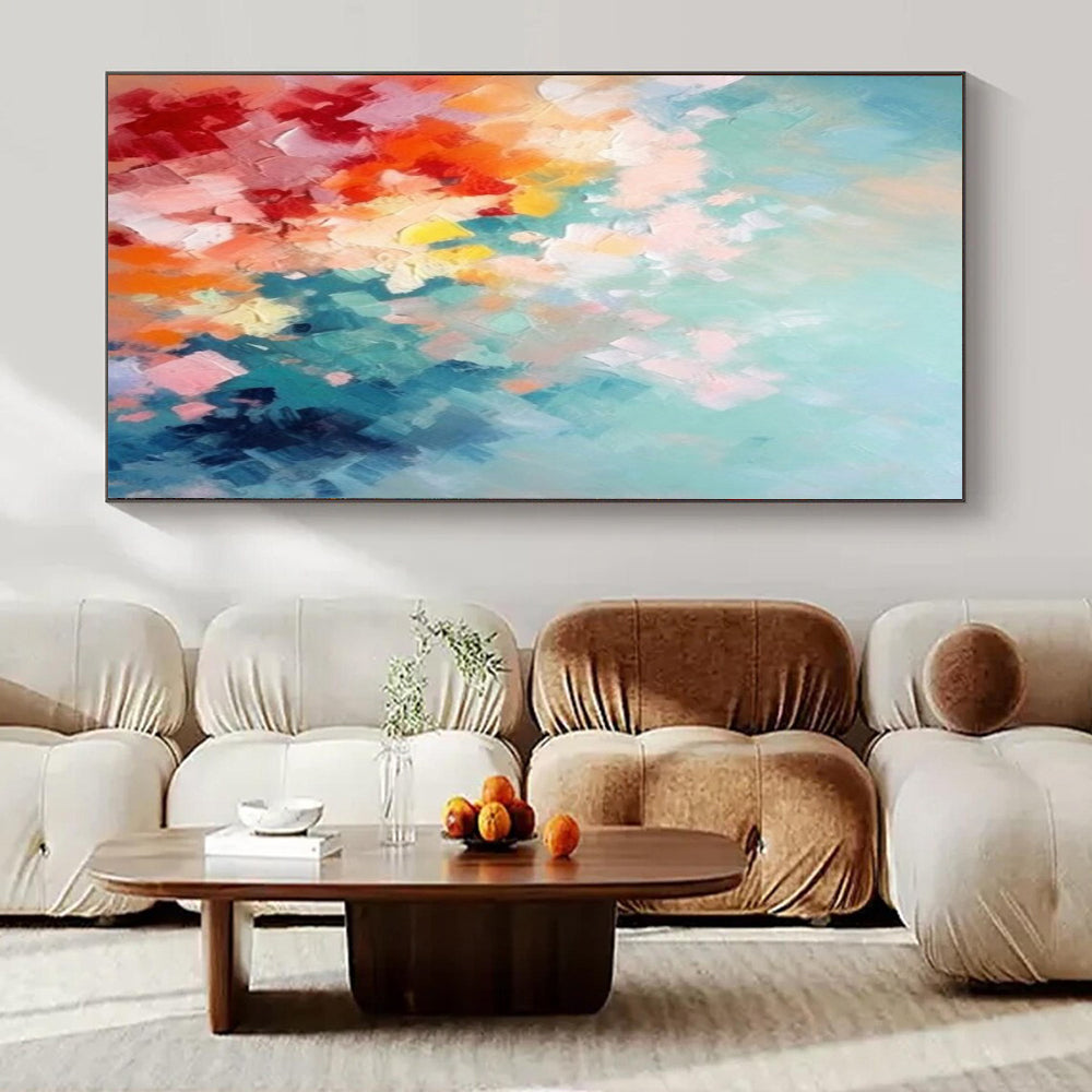 Colorful Patchwork, "Summer Mosaic" – Palette Knife Abstract Painting On Canvas PS1031