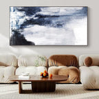Blue, Gray and White with Moody Textures "Stormy Harbor" Abstract Landscape Painting On Canvas PS1132